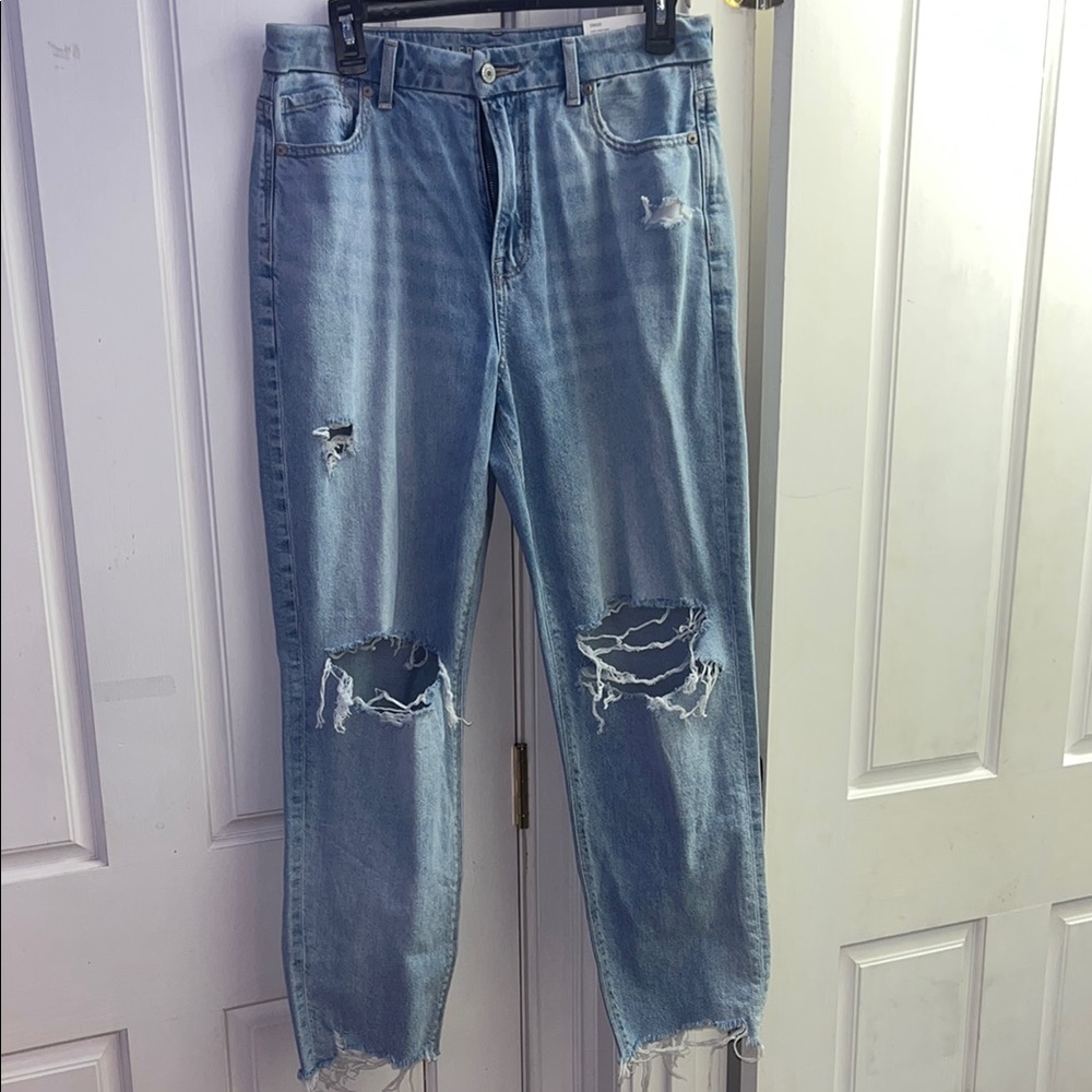 American Eagle Strigid Curvy Mom Jean- Light Destroy Wash Size 10